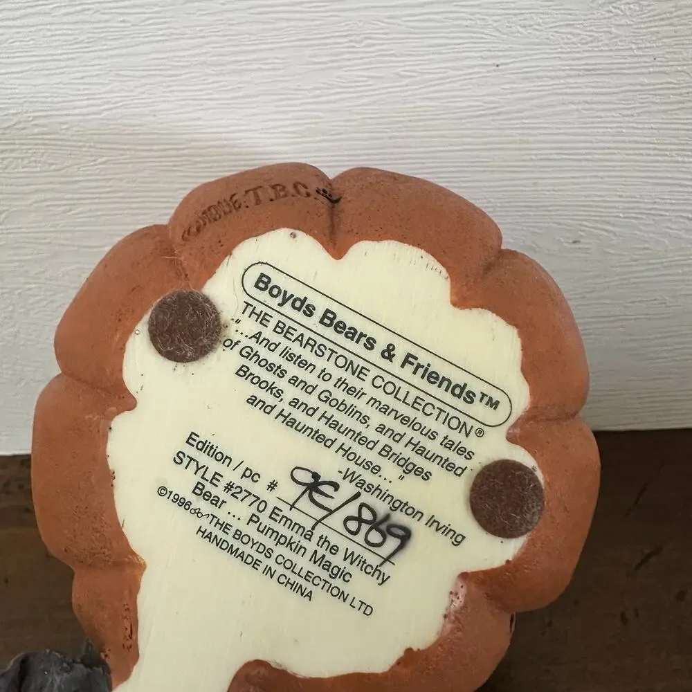 Boyds Bear Halloween Candle Votive Emma Witchy Bear Pumpkin Magic 2770 Vintage